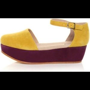 Gee WaWa Daphne Purple & Yellow Flatform Shoes
